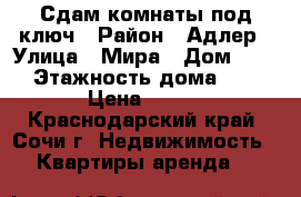 Сдам комнаты под ключ › Район ­ Адлер › Улица ­ Мира › Дом ­ 25 › Этажность дома ­ 2 › Цена ­ 400 - Краснодарский край, Сочи г. Недвижимость » Квартиры аренда   